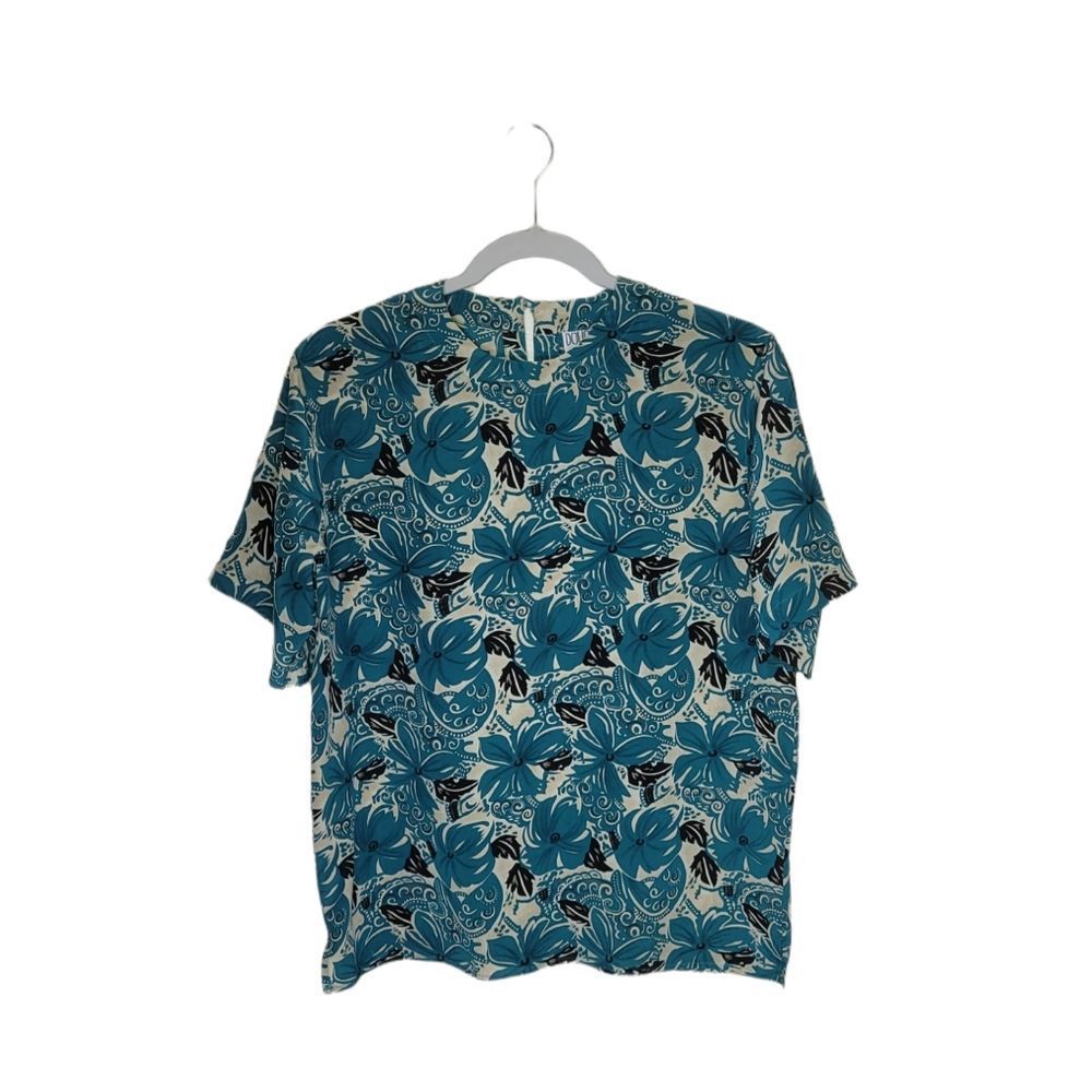 Douglass Women's Short Sleeves Silk Multicolor Top Blouse Size S